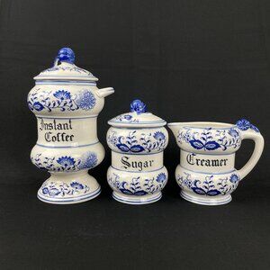 Original Arnart Creation Blue Onion Kitchen Coffee Canister Set